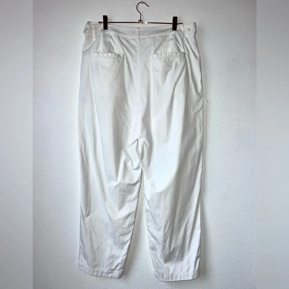 ASOS DESIGN tailored barrel leg white pants high rise belt loops pockets Sz‎ 12